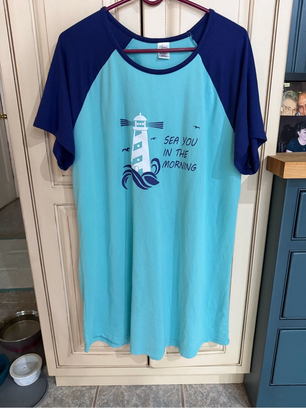 Sea You in the Morning Girls' Light Blue & Navy Raglan Nightshirt. Never worn.